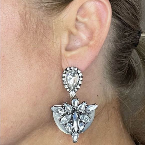 BAUBLEBAR Crystal And Silver Statement Drop Earrings - Picture 4 of 7